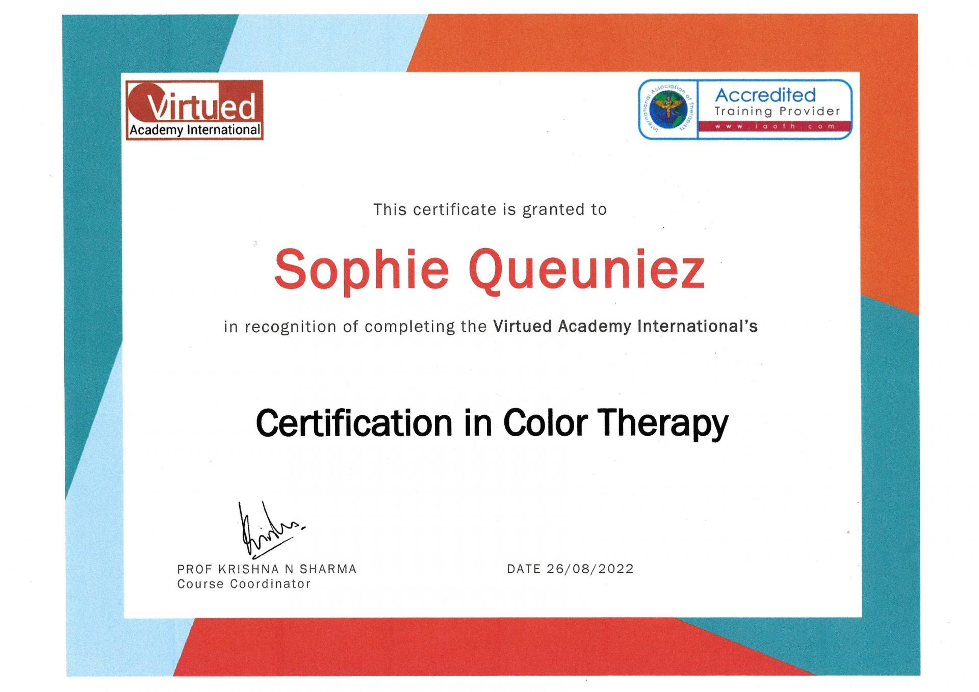 Certification therapie couleurs